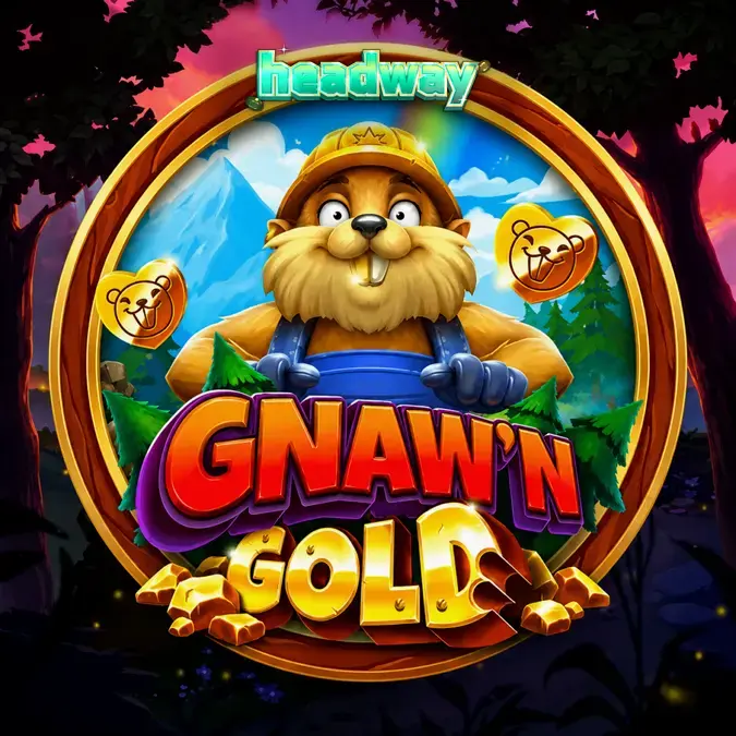 Tampilan visual slot Gnaw’n Gold dengan tema hutan dan karakter berang-berang.